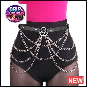 Leather Body Chain Adjustable Waist Harness Y2K Punk Rave Party Jewelry